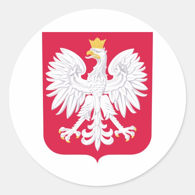 Pegatina Redonda Emblema polaco - Escudo de Polonia - Polska Herb P (Anverso)