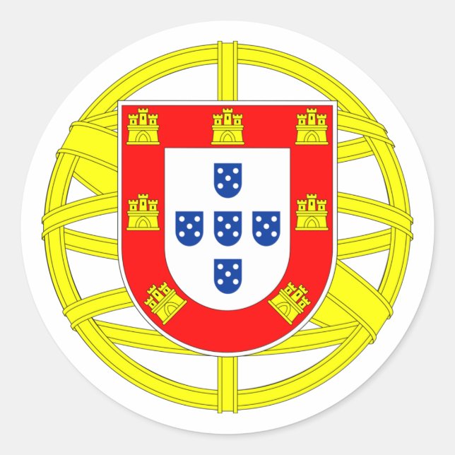 Pegatina Redonda Emblema portugués (Anverso)