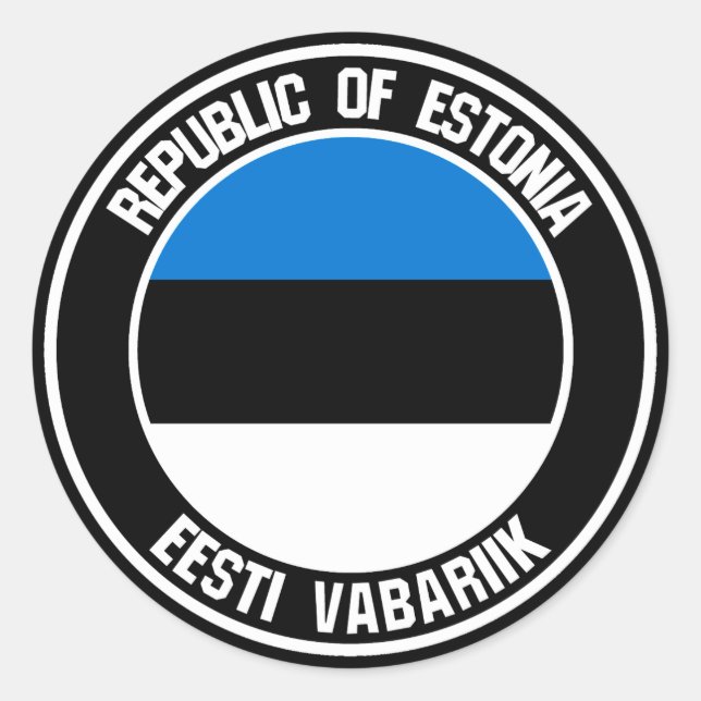 Pegatina Redonda Emblema redondeado de Estonia (Anverso)