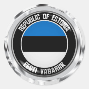 Pegatina Redonda Emblema redondeado de Estonia