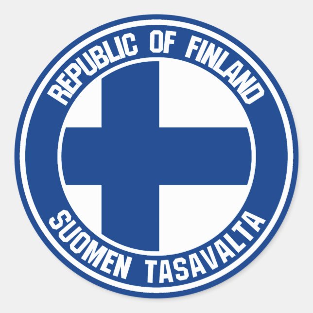 Pegatina Redonda Emblema redondeado de Finlandia (Anverso)