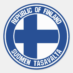 Pegatina Redonda Emblema redondeado de Finlandia