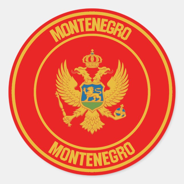 Pegatina Redonda Emblema redondeado de Montenegro (Anverso)