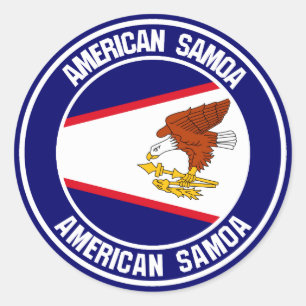 Pegatina Redonda Emblema redondo de American Samoa