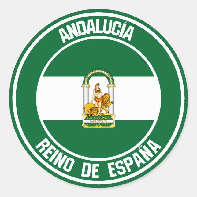 Pegatina Redonda Emblema redondo de Andalucía (Anverso)