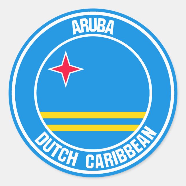 Pegatina Redonda Emblema redondo de Aruba (Anverso)