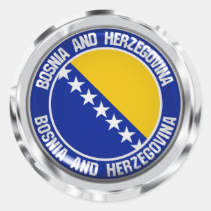 Pegatina Redonda Emblema redondo de Bosnia y Herzegovina