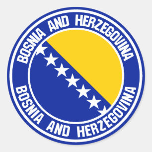 Pegatina Redonda Emblema redondo de Bosnia y Herzegovina