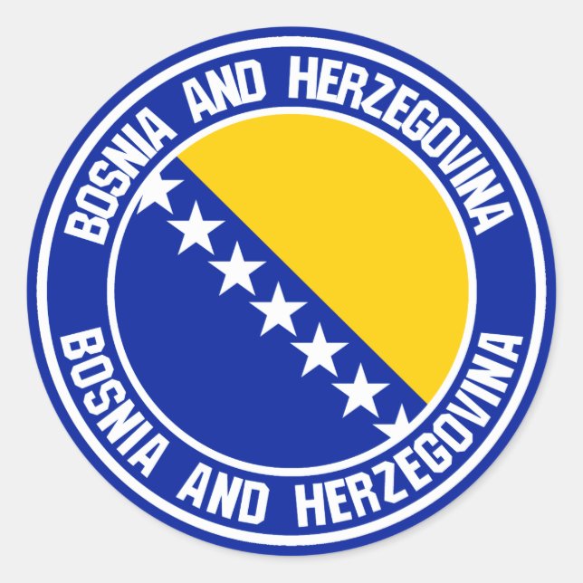 Pegatina Redonda Emblema redondo de Bosnia y Herzegovina (Anverso)