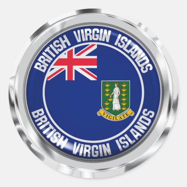 Pegatina Redonda Emblema redondo de British Virgin Islands (Anverso)