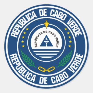 Pegatina Redonda Emblema redondo de Cabo Verde