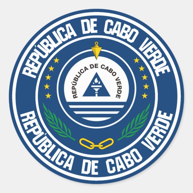 Pegatina Redonda Emblema redondo de Cabo Verde (Anverso)