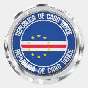 Pegatina Redonda Emblema redondo de Cabo Verde