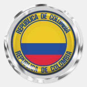 Pegatina Redonda Emblema redondo de Colombia