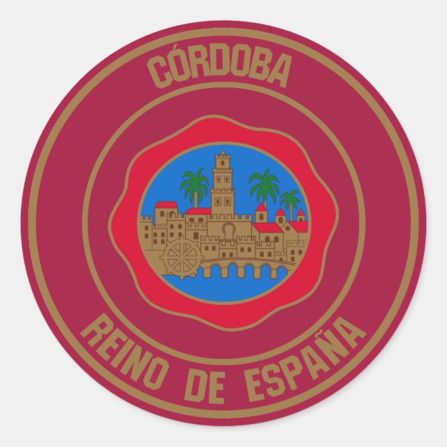 Pegatina Redonda Emblema redondo de Córdoba (Anverso)