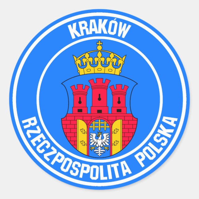 Pegatina Redonda Emblema redondo de Cracovia (Anverso)