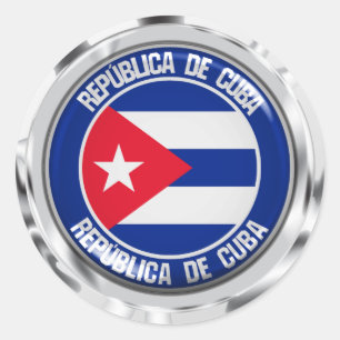 Pegatina Redonda Emblema redondo de Cuba