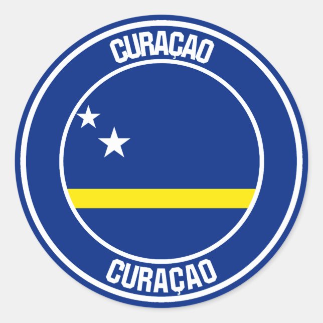 Pegatina Redonda Emblema redondo de Curazao (Anverso)
