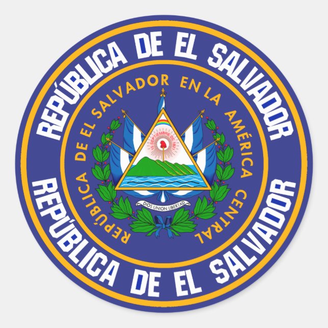 Pegatina Redonda Emblema redondo de El Salvador (Anverso)
