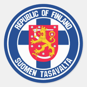 Pegatina Redonda Emblema redondo de Finlandia