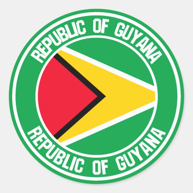 Pegatina Redonda Emblema redondo de Guyana (Anverso)