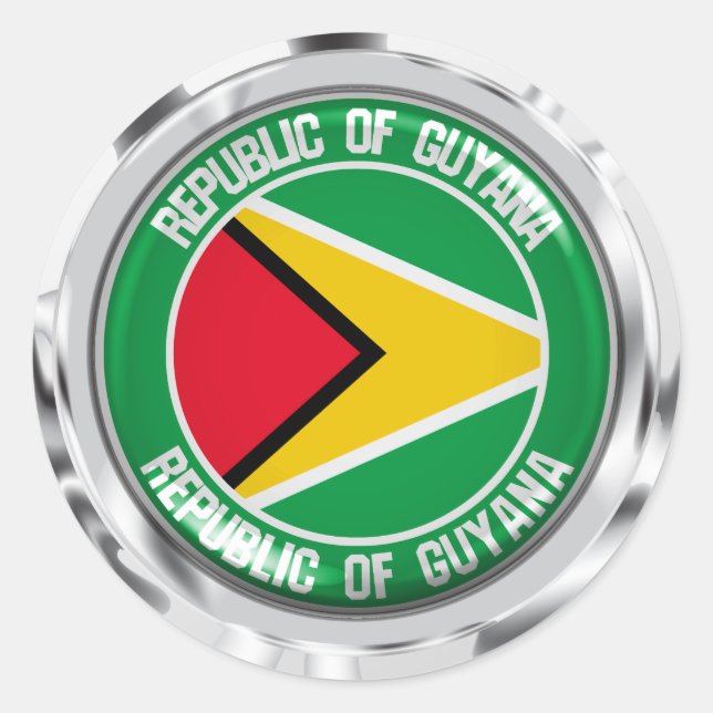 Pegatina Redonda Emblema redondo de Guyana (Anverso)