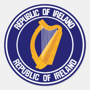 Pegatina Redonda Emblema redondo de Irlanda