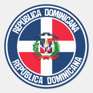 Pegatina Redonda Emblema redondo de la República Dominicana