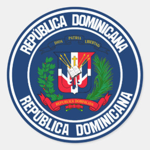 Pegatina Redonda Emblema redondo de la República Dominicana