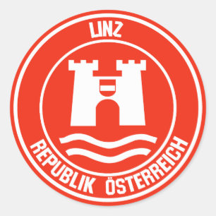 Pegatina Redonda Emblema redondo de Linz