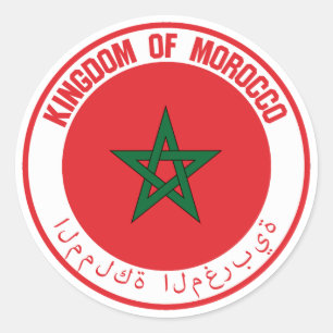 Pegatina Redonda Emblema redondo de Marruecos