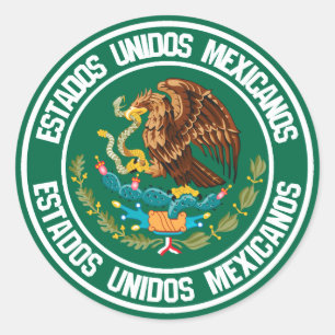 Pegatina Redonda Emblema redondo de México