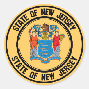 Pegatina Redonda Emblema redondo de New Jersey