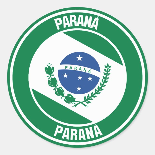 Pegatina Redonda Emblema redondo de Paraná (Anverso)
