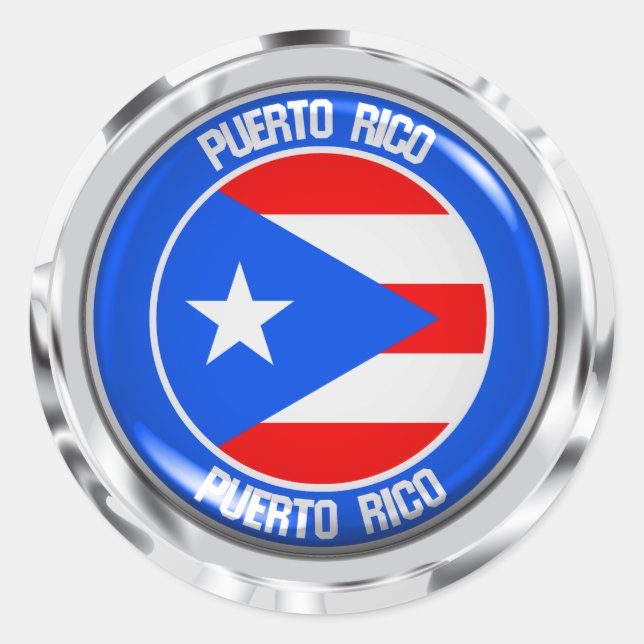 Pegatina Redonda Emblema redondo de Puerto Rico (Anverso)