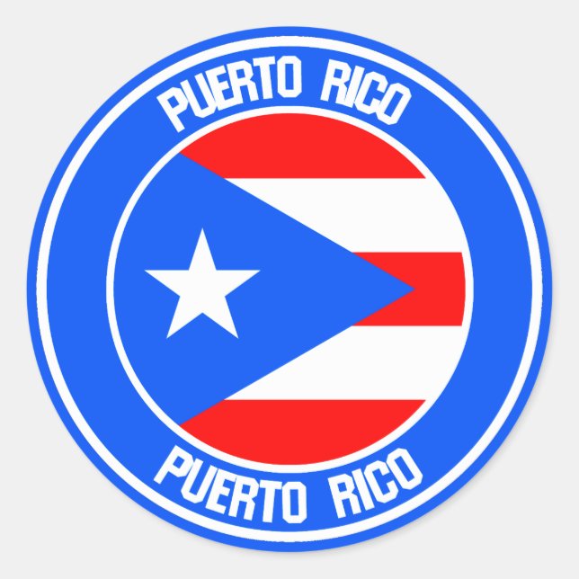 Pegatina Redonda Emblema redondo de Puerto Rico (Anverso)