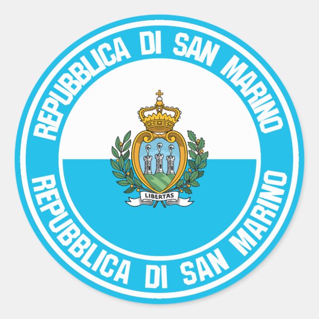 Pegatina Redonda Emblema redondo de San Marino (Anverso)