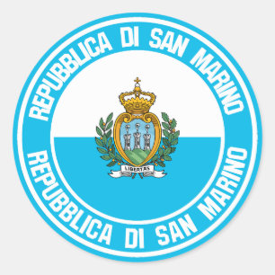 Pegatina Redonda Emblema redondo de San Marino