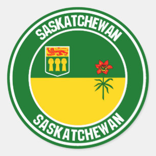 Pegatina Redonda Emblema redondo de Saskatchewan