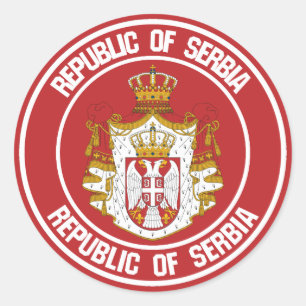 Pegatina Redonda Emblema redondo de Serbia