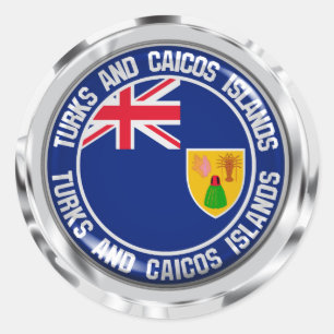 Pegatina Redonda Emblema redondo de Turks and Caicos Islands