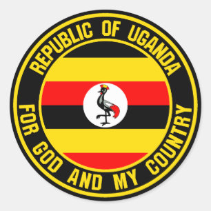 Pegatina Redonda Emblema redondo de Uganda