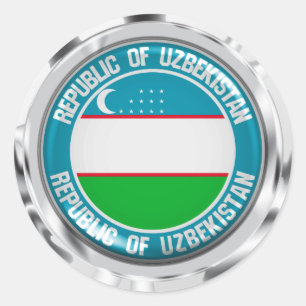 Pegatina Redonda Emblema redondo de Uzbekistán
