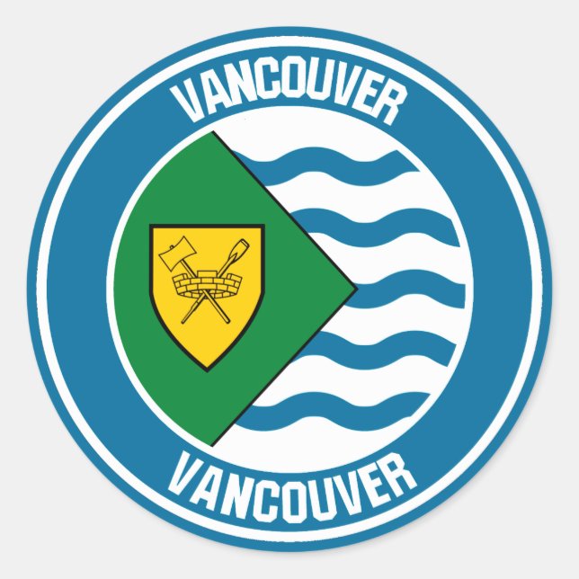 Pegatina Redonda Emblema redondo de Vancouver (Anverso)