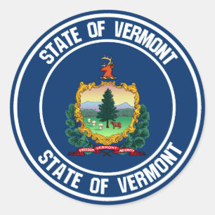 Pegatina Redonda Emblema redondo de Vermont