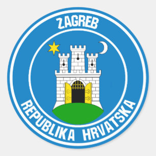 Pegatina Redonda Emblema redondo de Zagreb