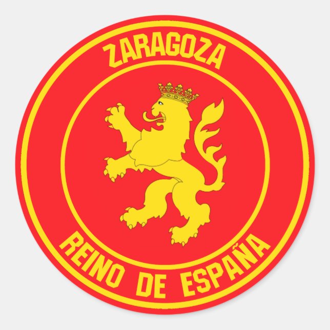 Pegatina Redonda Emblema redondo de Zaragoza (Anverso)