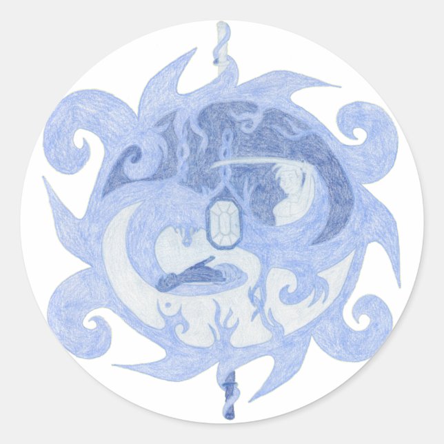 Pegatina Redonda Emblema "Sendero de un héroe" (Anverso)