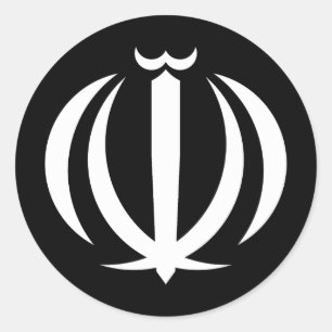Pegatina Redonda emblema símbolo escudo de armas bandera de Irán