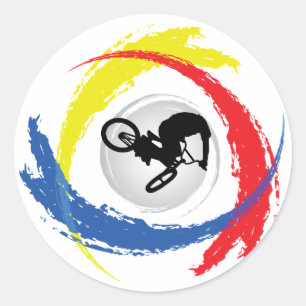 Pegatina Redonda Emblema tricolor BMX